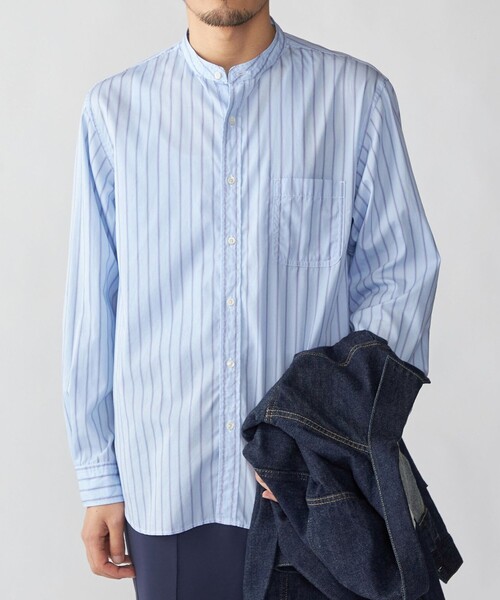 SHIPS（シップス）の「SHIPS: バンドカラー ブロード シャツ ロングスリーブ（シャツ/ブラウス・メンズ・ライトブルー/ロイヤルブルー/ブルー系/イエロー/ホワイト/ピンク・SMALL/MEDIUM/LARGE/X-LARGE）」の5枚目の写真