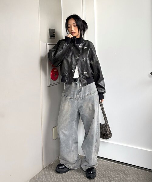 WHO'S WHO gallery(フーズフーギャラリー)の「FIREMAN SHORT BLOUSON(LEATHER/DENIM)(ブルゾン・レディース・ブラック/サックスブルー/ホワイト・FREE)」の11枚目の写真