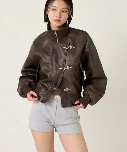 WHO'S WHO gallery(フーズフーギャラリー)の「FIREMAN SHORT BLOUSON(LEATHER/DENIM)(ブルゾン・レディース・ブラック/サックスブルー/ホワイト・FREE)」の12枚目の写真