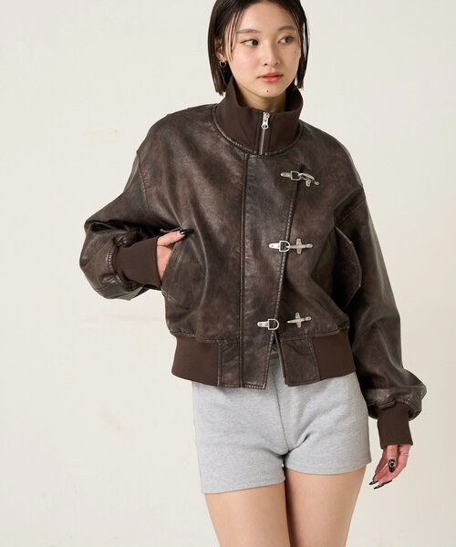 WHO'S WHO gallery(フーズフーギャラリー)の「FIREMAN SHORT BLOUSON(LEATHER/DENIM)(ブルゾン・レディース・ブラック/サックスブルー/ホワイト・FREE)」の13枚目の写真