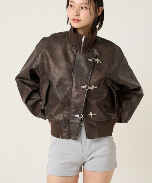 WHO'S WHO gallery(フーズフーギャラリー)の「FIREMAN SHORT BLOUSON(LEATHER/DENIM)(ブルゾン・レディース・ブラック/サックスブルー/ホワイト・FREE)」の15枚目の写真