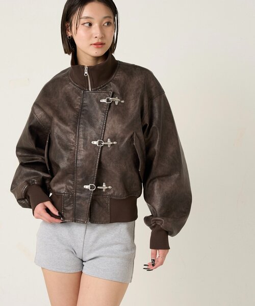 WHO'S WHO gallery(フーズフーギャラリー)の「FIREMAN SHORT BLOUSON(LEATHER/DENIM)(ブルゾン・レディース・ブラック/サックスブルー/ホワイト・FREE)」の16枚目の写真