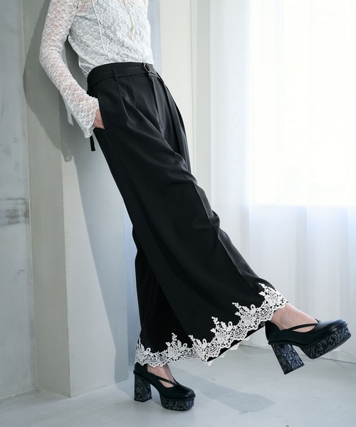 HARE（ハレ）の「【CEREMONY SET UP対応】レースワイドパンツ(HARE)（スラックス・レディース・グレー/ブラック・FREE）」の13枚目の写真