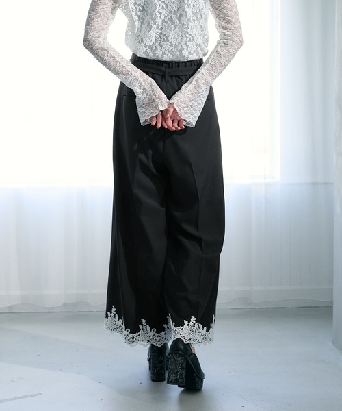 HARE（ハレ）の「【CEREMONY SET UP対応】レースワイドパンツ(HARE)（スラックス・レディース・グレー/ブラック・FREE）」の15枚目の写真