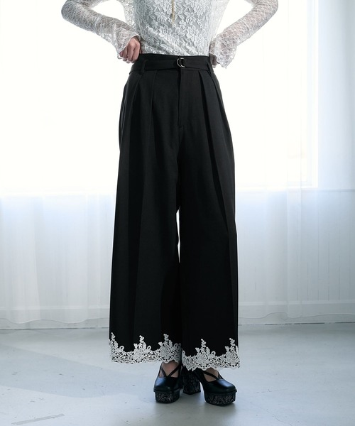HARE（ハレ）の「【CEREMONY SET UP対応】レースワイドパンツ(HARE)（スラックス・レディース・グレー/ブラック・FREE）」の16枚目の写真