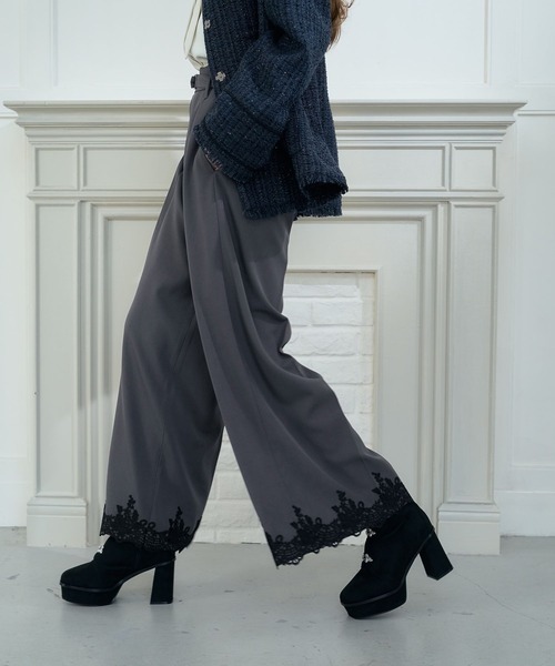 HARE（ハレ）の「【CEREMONY SET UP対応】レースワイドパンツ(HARE)（スラックス・レディース・グレー/ブラック・FREE）」の18枚目の写真