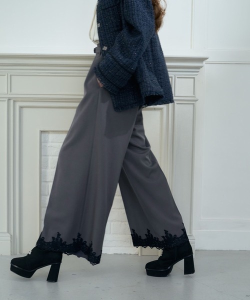 HARE（ハレ）の「【CEREMONY SET UP対応】レースワイドパンツ(HARE)（スラックス・レディース・グレー/ブラック・FREE）」の19枚目の写真