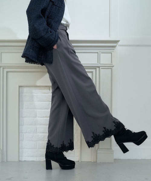 CEREMONY SET UP対応】レースワイドパンツ(HARE)（スラックス）｜HARE