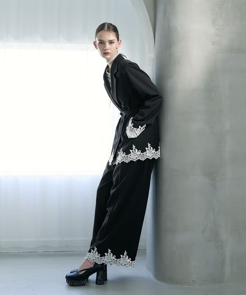 HARE（ハレ）の「【CEREMONY SET UP対応】レースワイドパンツ(HARE)（スラックス・レディース・グレー/ブラック・FREE）」の8枚目の写真