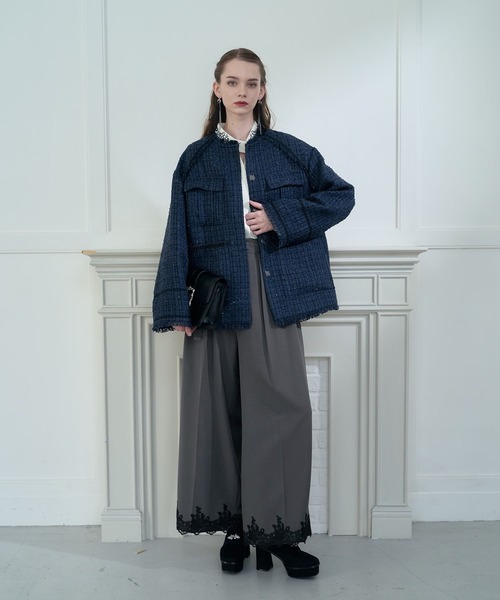 HARE（ハレ）の「【CEREMONY SET UP対応】レースワイドパンツ(HARE)（スラックス・レディース・グレー/ブラック・FREE）」の9枚目の写真