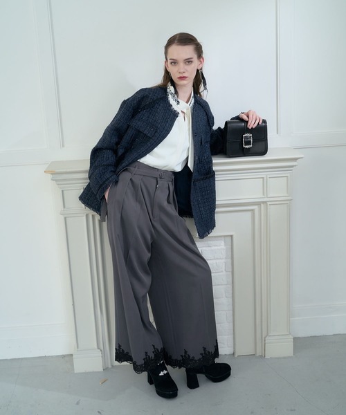 HARE（ハレ）の「【CEREMONY SET UP対応】レースワイドパンツ(HARE)（スラックス・レディース・グレー/ブラック・FREE）」の10枚目の写真