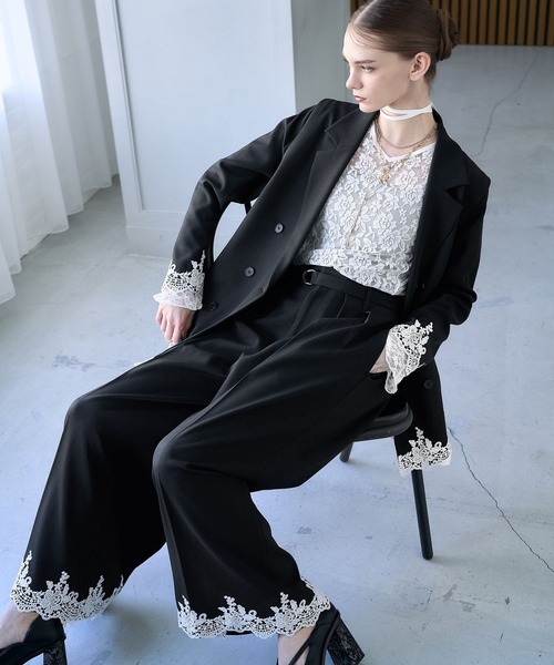 HARE（ハレ）の「【CEREMONY SET UP対応】レースワイドパンツ(HARE)（スラックス・レディース・グレー/ブラック・FREE）」の11枚目の写真