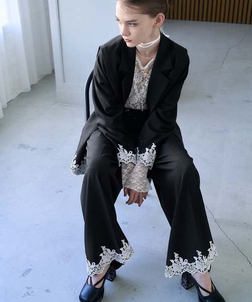 CEREMONY SET UP対応】レースワイドパンツ(HARE)（スラックス）｜HARE