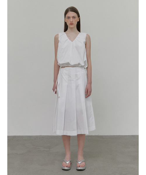 ETMON(エトモン)の「Strap Pleats Midi Skirt, White(スカート・レディース・その他・S/M)」の1枚目の写真