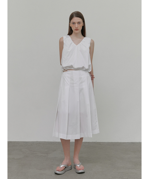 ETMON(エトモン)の「Strap Pleats Midi Skirt, White(スカート・レディース・その他・S/M)」の2枚目の写真