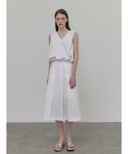 ETMON(エトモン)の「Strap Pleats Midi Skirt, White(スカート・レディース・その他・S/M)」の5枚目の写真