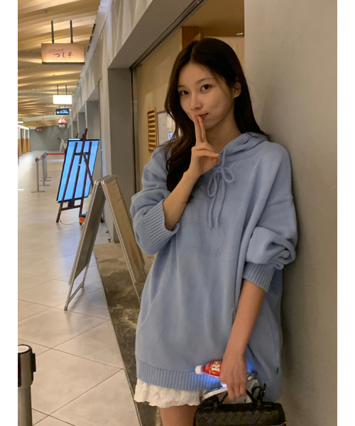 Bb' BENETTON(ビーフラットベネトン)の「ビッグビビ ニットフード (Sky Blue)(パーカー・レディース・その他・ONE SIZE)」の1枚目の写真