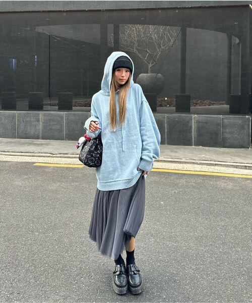 Bb' BENETTON(ビーフラットベネトン)の「ビッグビビ ニットフード (Sky Blue)(パーカー・レディース・その他・ONE SIZE)」の2枚目の写真