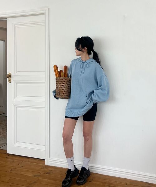 Bb' BENETTON(ビーフラットベネトン)の「ビッグビビ ニットフード (Sky Blue)(パーカー・レディース・その他・ONE SIZE)」の4枚目の写真