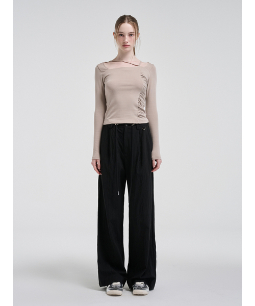 ETMON(エトモン)の「String Pintuck Nylon Pants, Black(スラックス・レディース・その他・FREE)」の2枚目の写真