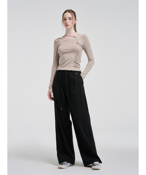 ETMON(エトモン)の「String Pintuck Nylon Pants, Black(スラックス・レディース・その他・FREE)」の3枚目の写真