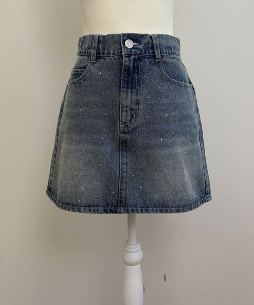 INGNI(イング)の「ラインストーンデニムミニスカート(セットアップ対応)(スカート・レディース・ブルー系その他/ブルー系その他3/グレー・FREE)」の7枚目の写真