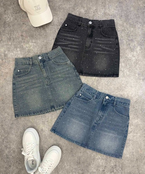 INGNI(イング)の「ラインストーンデニムミニスカート(セットアップ対応)(スカート・レディース・ブルー系その他/ブルー系その他3/グレー・FREE)」の20枚目の写真