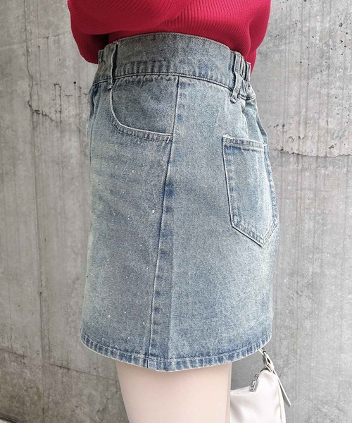 INGNI(イング)の「ラインストーンデニムミニスカート(セットアップ対応)(スカート・レディース・ブルー系その他/ブルー系その他3/グレー・FREE)」の10枚目の写真