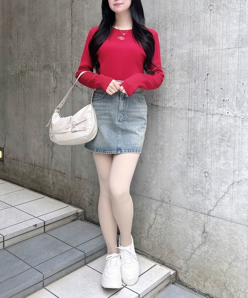 INGNI(イング)の「ラインストーンデニムミニスカート(セットアップ対応)(スカート・レディース・ブルー系その他/ブルー系その他3/グレー・FREE)」の12枚目の写真