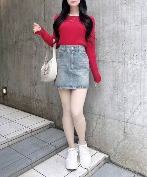 INGNI(イング)の「ラインストーンデニムミニスカート(セットアップ対応)(スカート・レディース・ブルー系その他/ブルー系その他3/グレー・FREE)」の13枚目の写真