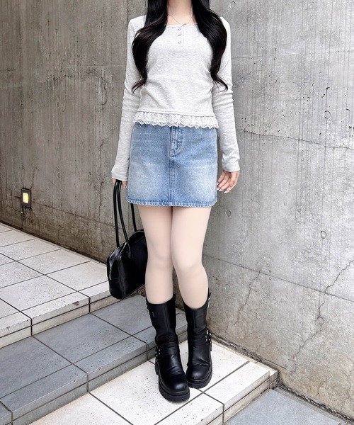 INGNI(イング)の「ラインストーンデニムミニスカート(セットアップ対応)(スカート・レディース・ブルー系その他/ブルー系その他3/グレー・FREE)」の19枚目の写真