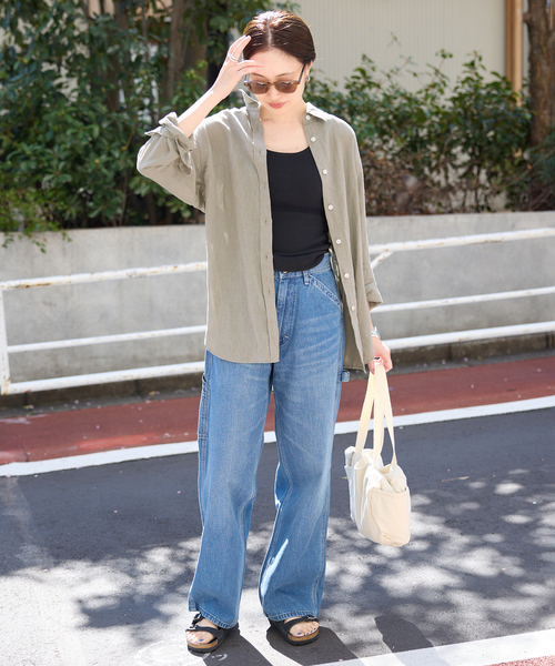 SLOBE IENA(スローブイエナ)の「《追加》リネンコットンレギュラーシャツ(シャツ/ブラウス・レディース・カーキ/ダークパープル/ホワイト系その他/ブラウン/イエロー・FREE)」の13枚目の写真