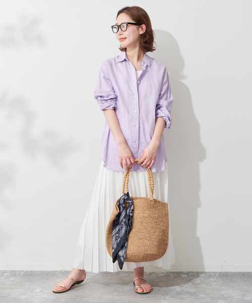 SLOBE IENA(スローブイエナ)の「《追加》リネンコットンレギュラーシャツ(シャツ/ブラウス・レディース・カーキ/ダークパープル/ホワイト系その他/ブラウン/イエロー・FREE)」の21枚目の写真