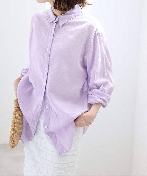 SLOBE IENA(スローブイエナ)の「《追加》リネンコットンレギュラーシャツ(シャツ/ブラウス・レディース・カーキ/ダークパープル/ホワイト系その他/ブラウン/イエロー・FREE)」の12枚目の写真