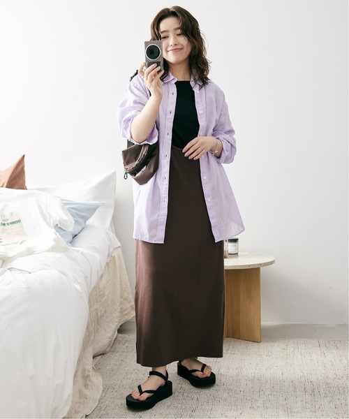 SLOBE IENA(スローブイエナ)の「《追加》リネンコットンレギュラーシャツ(シャツ/ブラウス・レディース・カーキ/ダークパープル/ホワイト系その他/ブラウン/イエロー・FREE)」の13枚目の写真
