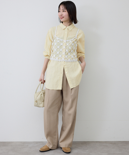 SLOBE IENA(スローブイエナ)の「《追加》リネンコットンレギュラーシャツ(シャツ/ブラウス・レディース・カーキ/ダークパープル/ホワイト系その他/ブラウン/イエロー・FREE)」の21枚目の写真