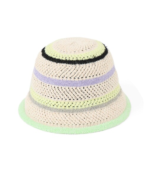 Ray BEAMS（レイビームス）の「マルチボーダー ハット（ハット・レディース・ピンク/イエロー・ONE SIZE）」の2枚目の写真