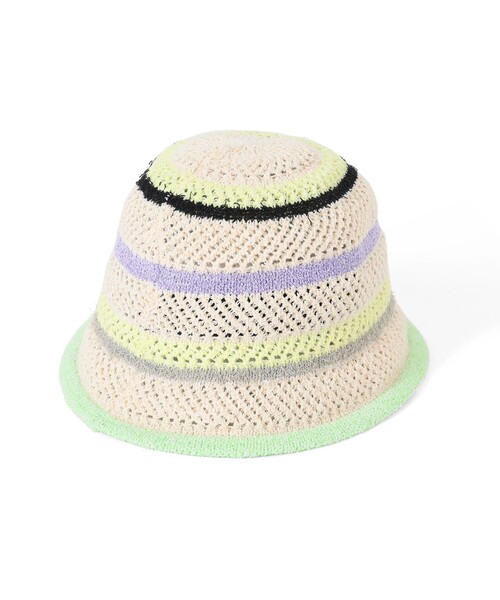 Ray BEAMS（レイビームス）の「マルチボーダー ハット（ハット・レディース・ピンク/イエロー・ONE SIZE）」の3枚目の写真
