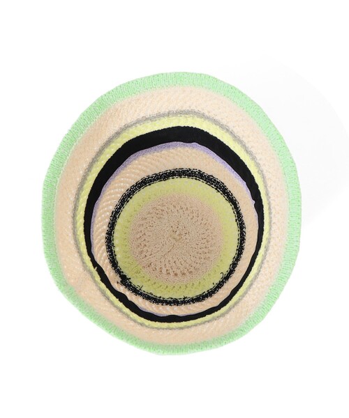 Ray BEAMS（レイビームス）の「マルチボーダー ハット（ハット・レディース・ピンク/イエロー・ONE SIZE）」の4枚目の写真