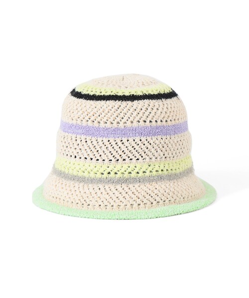 Ray BEAMS（レイビームス）の「マルチボーダー ハット（ハット・レディース・ピンク/イエロー・ONE SIZE）」の5枚目の写真