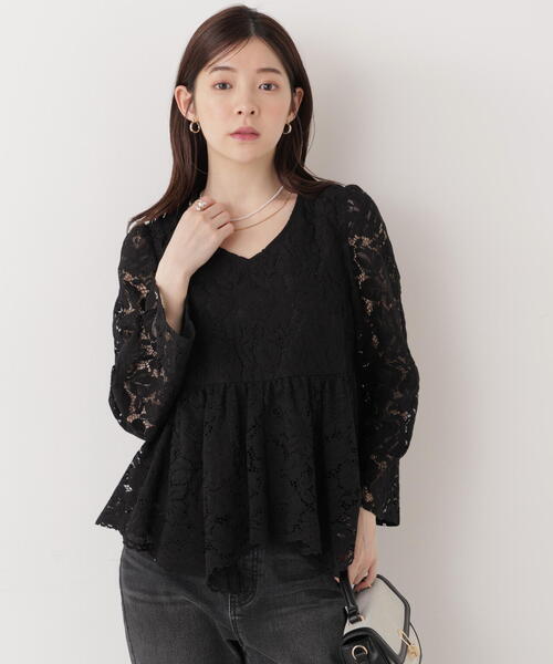 PROPORTION BODY DRESSING(プロポーションボディドレッシング)の「<ウォッシャブル>レースペプラムブラウス / 1216110205(シャツ/ブラウス・レディース・ホワイト系その他/ブルー/ブラック・MEDIUM/SMALL)」の6枚目の写真