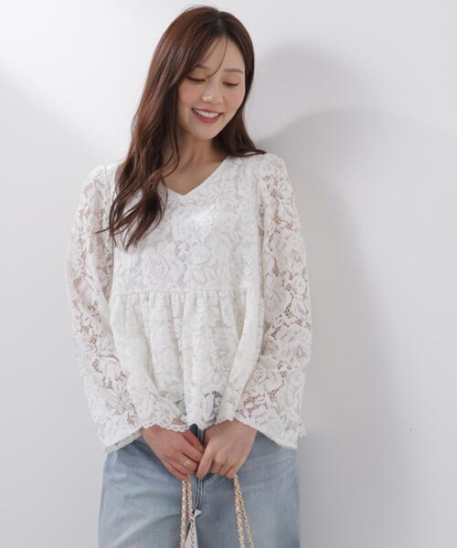 PROPORTION BODY DRESSING(プロポーションボディドレッシング)の「<ウォッシャブル>レースペプラムブラウス / 1216110205(シャツ/ブラウス・レディース・ホワイト系その他/ブルー/ブラック・MEDIUM/SMALL)」の13枚目の写真