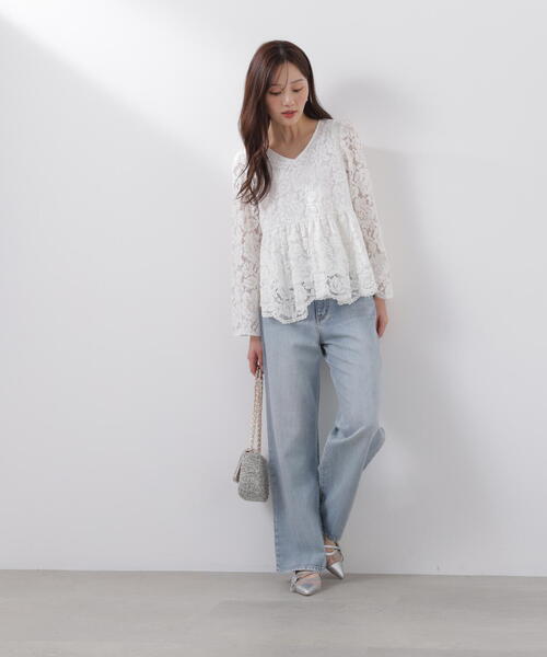 PROPORTION BODY DRESSING(プロポーションボディドレッシング)の「<ウォッシャブル>レースペプラムブラウス / 1216110205(シャツ/ブラウス・レディース・ホワイト系その他/ブルー/ブラック・MEDIUM/SMALL)」の15枚目の写真