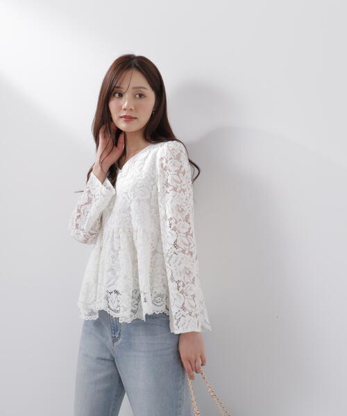 PROPORTION BODY DRESSING(プロポーションボディドレッシング)の「<ウォッシャブル>レースペプラムブラウス / 1216110205(シャツ/ブラウス・レディース・ホワイト系その他/ブルー/ブラック・MEDIUM/SMALL)」の19枚目の写真