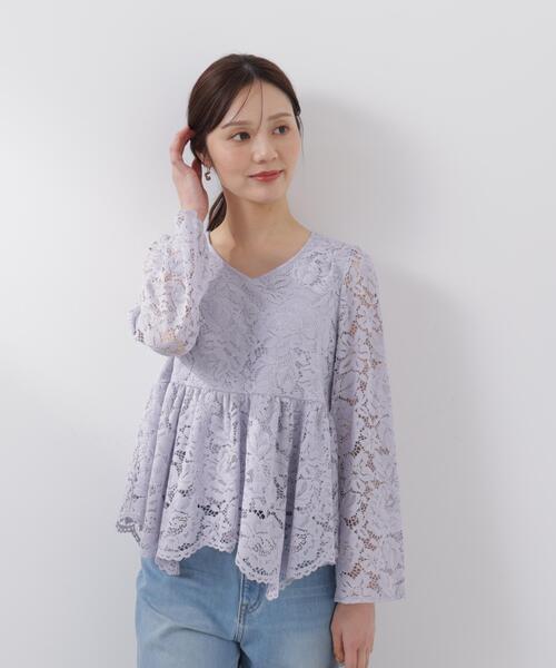 PROPORTION BODY DRESSING（プロポーションボディドレッシング）の「＜ウォッシャブル＞レースペプラムブラウス / 1216110205（シャツ/ブラウス・レディース・ホワイト系その他/ブルー/ブラック・MEDIUM/SMALL）」の8枚目の写真