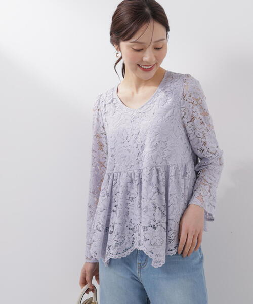 PROPORTION BODY DRESSING(プロポーションボディドレッシング)の「<ウォッシャブル>レースペプラムブラウス / 1216110205(シャツ/ブラウス・レディース・ホワイト系その他/ブルー/ブラック・MEDIUM/SMALL)」の3枚目の写真