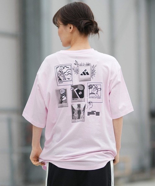 adidas(アディダス)の「adidas/アディダス W オーバーサイズ バックグラフィックTシャツ YY627(Tシャツ/カットソー・レディース・ピンク/ホワイト・L/M)」の6枚目の写真