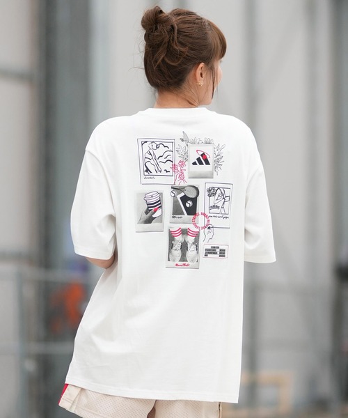 adidas(アディダス)の「adidas/アディダス W オーバーサイズ バックグラフィックTシャツ YY627(Tシャツ/カットソー・レディース・ピンク/ホワイト・L/M)」の4枚目の写真