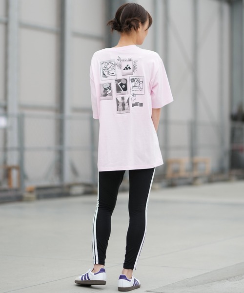 adidas(アディダス)の「adidas/アディダス W オーバーサイズ バックグラフィックTシャツ YY627(Tシャツ/カットソー・レディース・ピンク/ホワイト・L/M)」の16枚目の写真