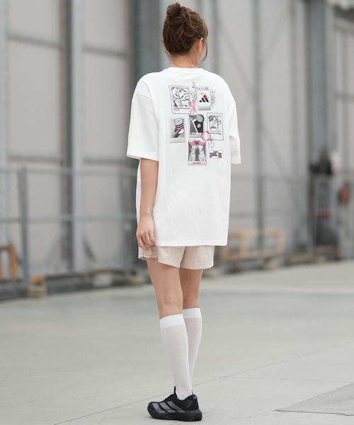 adidas(アディダス)の「adidas/アディダス W オーバーサイズ バックグラフィックTシャツ YY627(Tシャツ/カットソー・レディース・ピンク/ホワイト・L/M)」の8枚目の写真